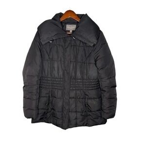 Marvin Richards black quilted puffer zip up winter jacket coat womens large